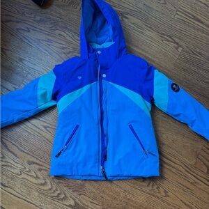 Obermeyer Blue Puffer Jacket with Hooded Design